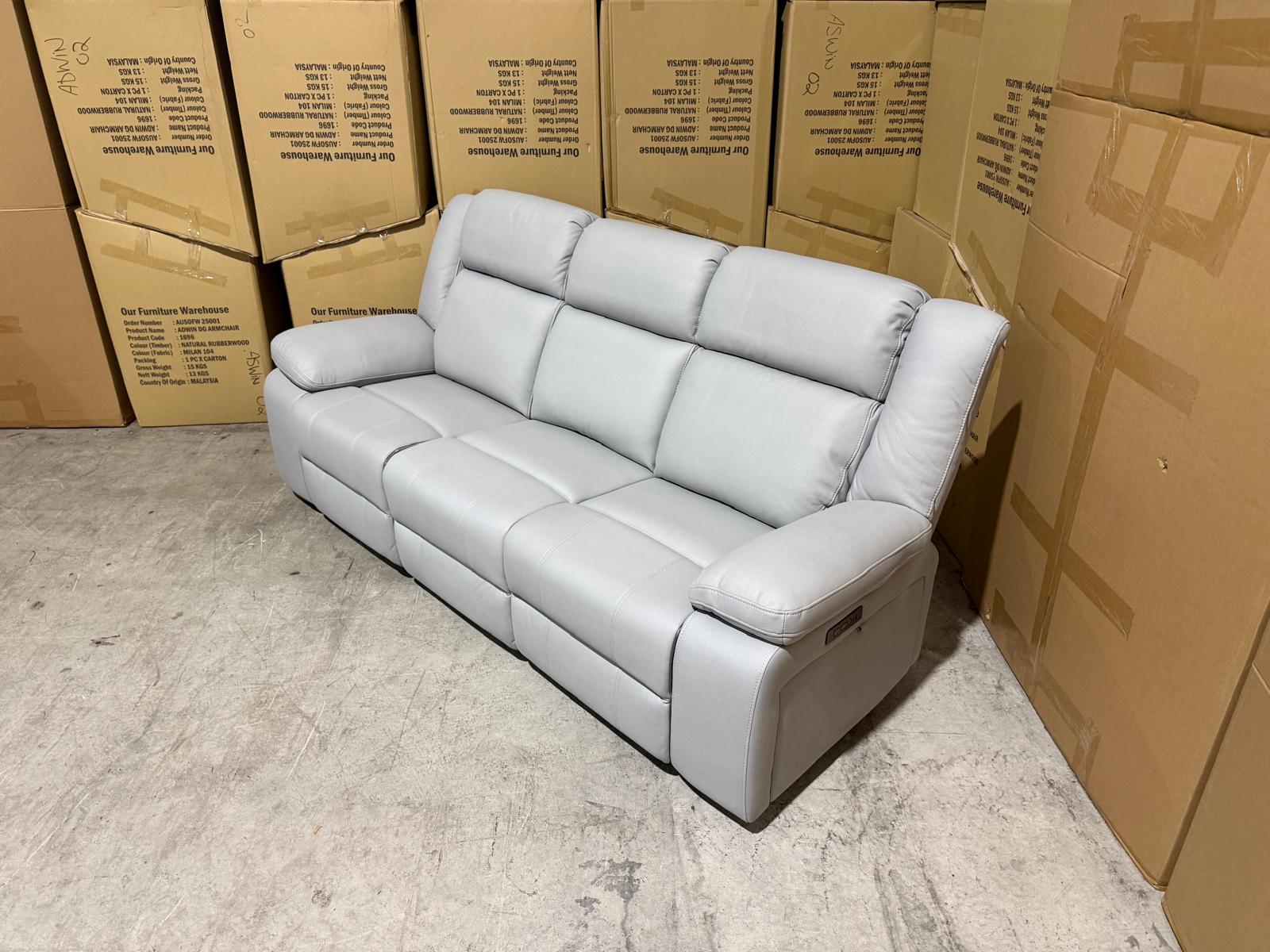Kenso 3+2+1 Dual Recliners In Rhino Suede Fifty Shades