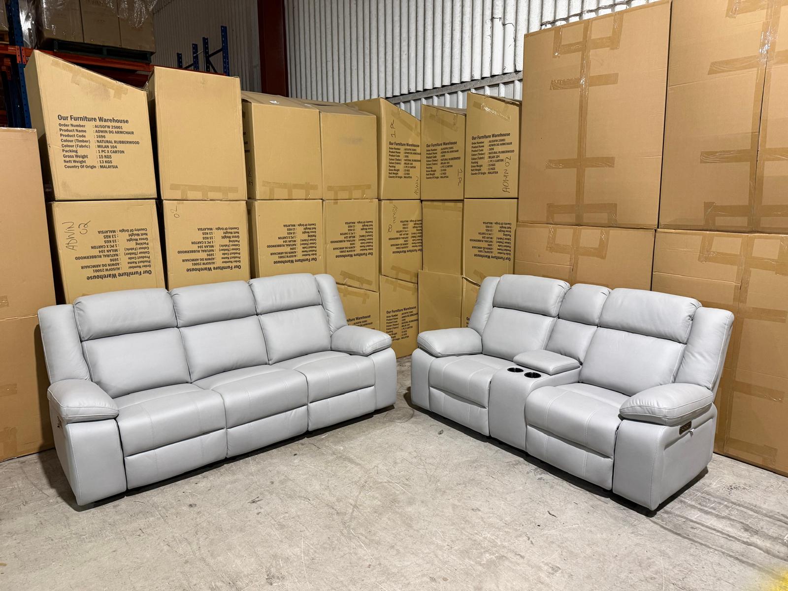 Kenso 3+2 Dual Recliners In Rhino Suede Fifty Shades