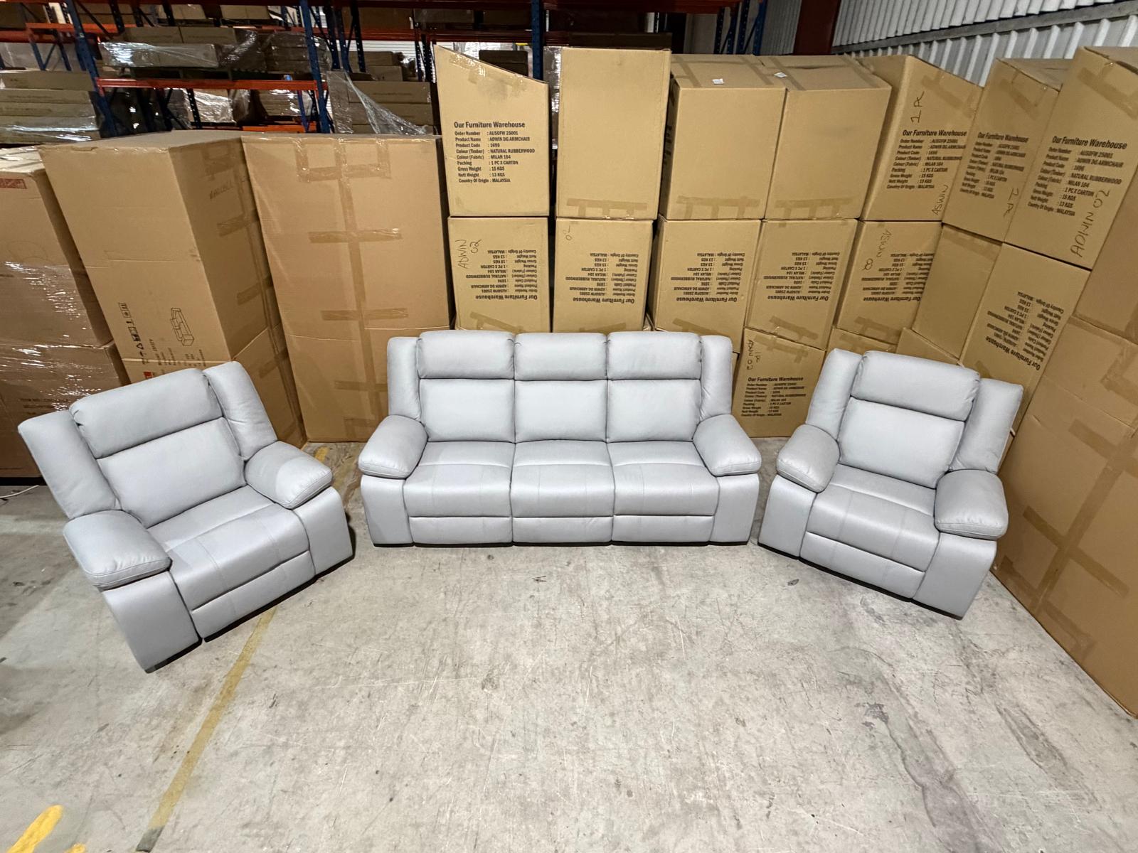 Kenso 3+1+1 Dual Recliners In Rhino Suede Fifty Shades