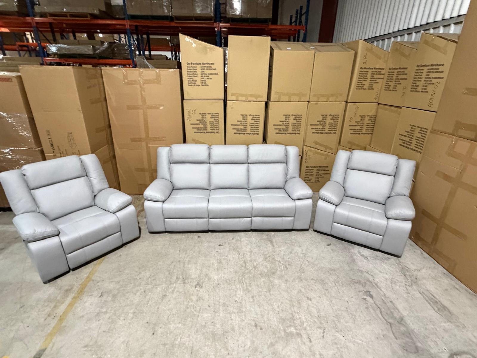Kenso 3+1+1 Dual Recliners In Rhino Suede Fifty Shades