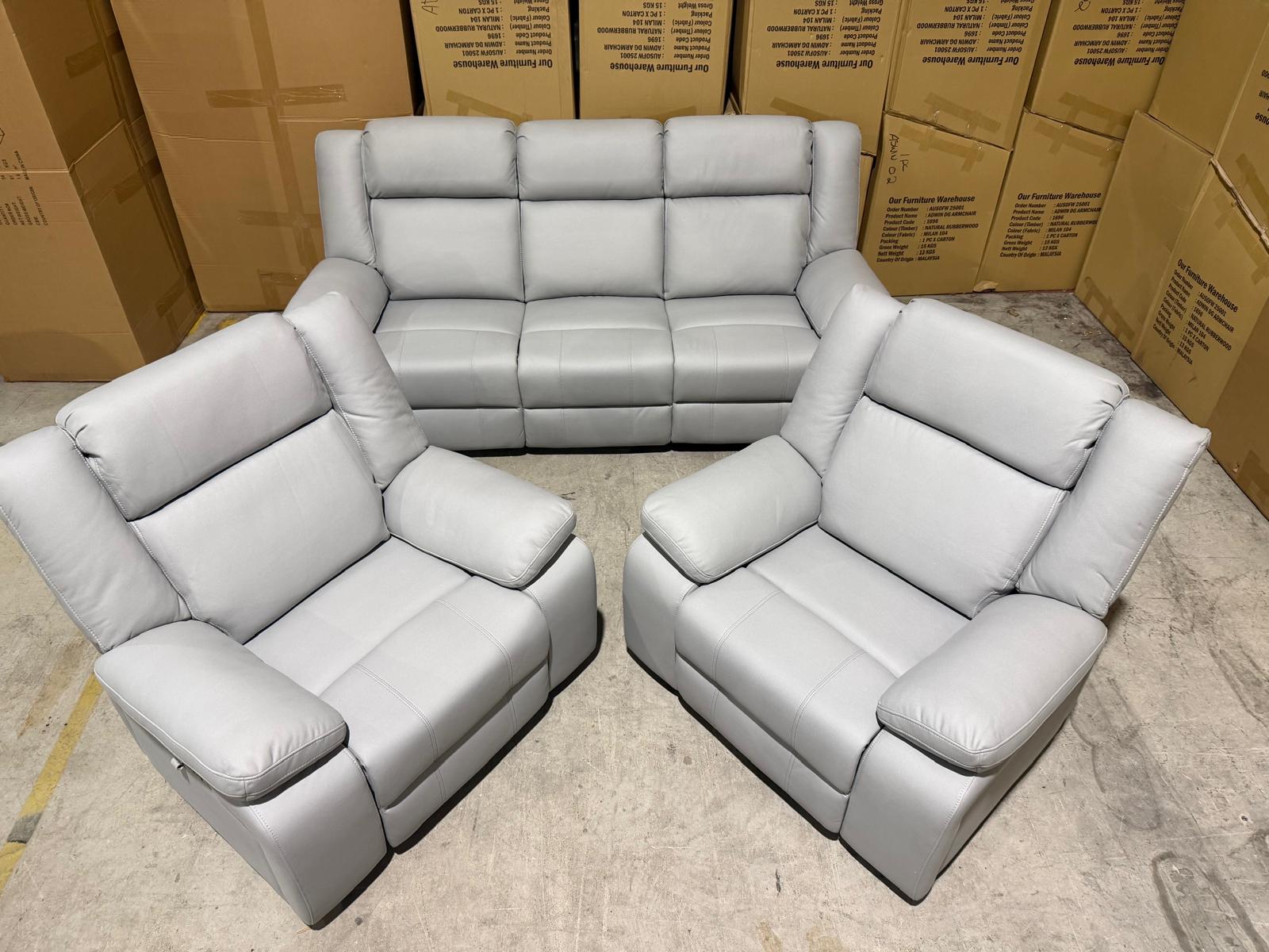 Kenso 3+1+1 Dual Recliners In Rhino Suede Fifty Shades