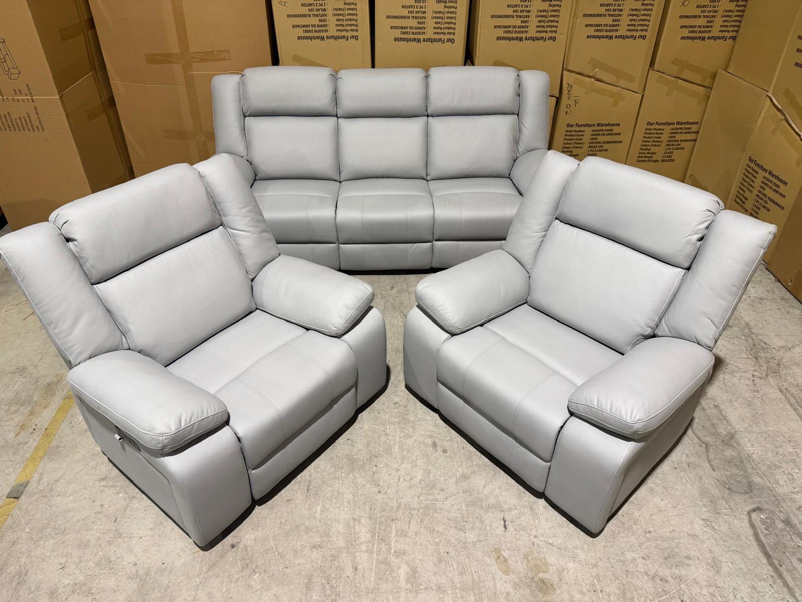 Kenso 3+1+1 Dual Recliners In Rhino Suede Fifty Shades