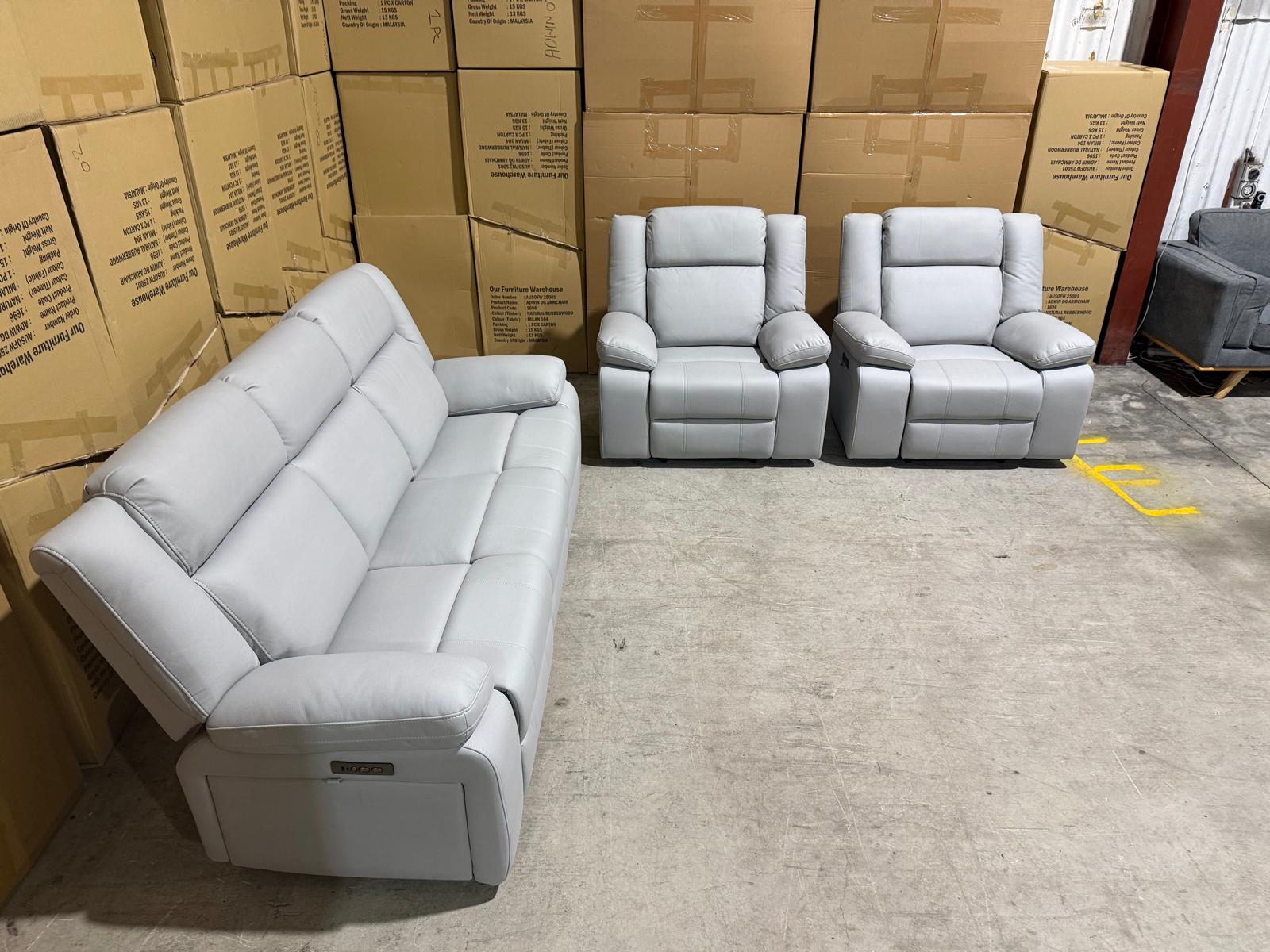 Kenso 3+1+1 Dual Recliners In Rhino Suede Fifty Shades