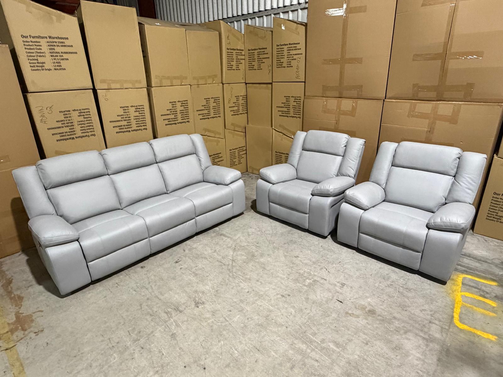 Kenso 3+1+1 Dual Recliners In Rhino Suede Fifty Shades
