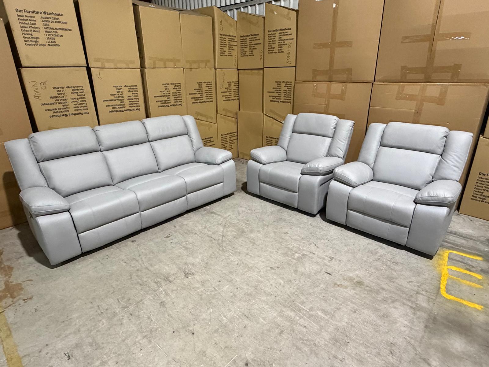 Kenso 3+1+1 Dual Recliners In Rhino Suede Fifty Shades