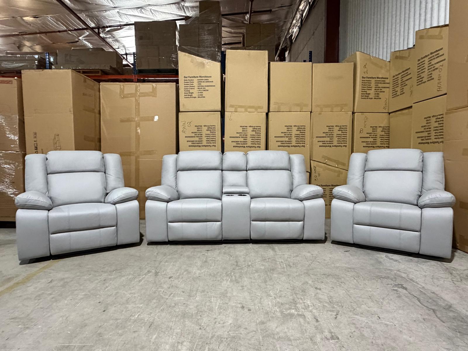 Kenso 2+1+1 Dual Recliners In Rhino Suede Fifty Shades