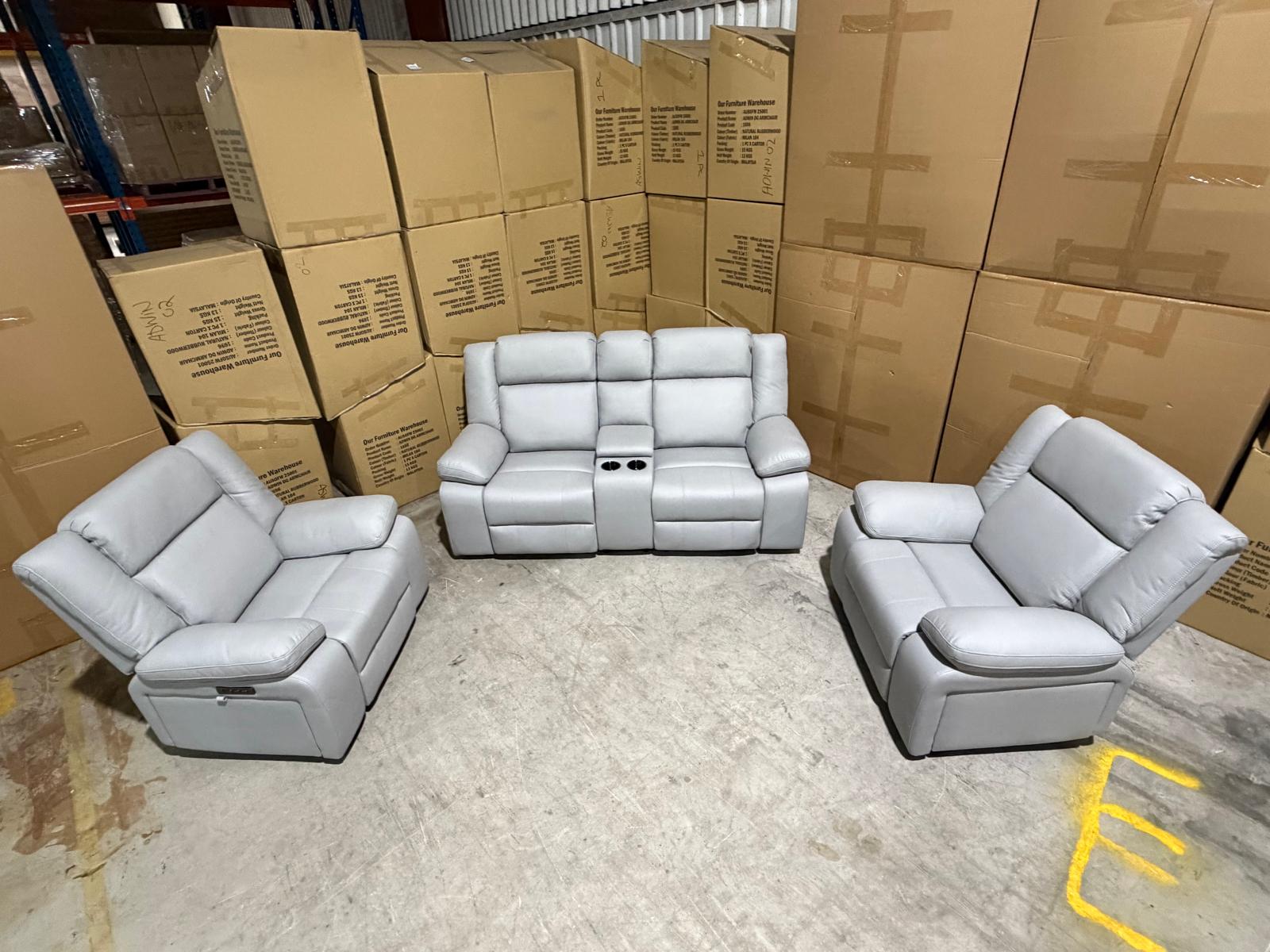 Kenso 2+1+1 Dual Recliners In Rhino Suede Fifty Shades