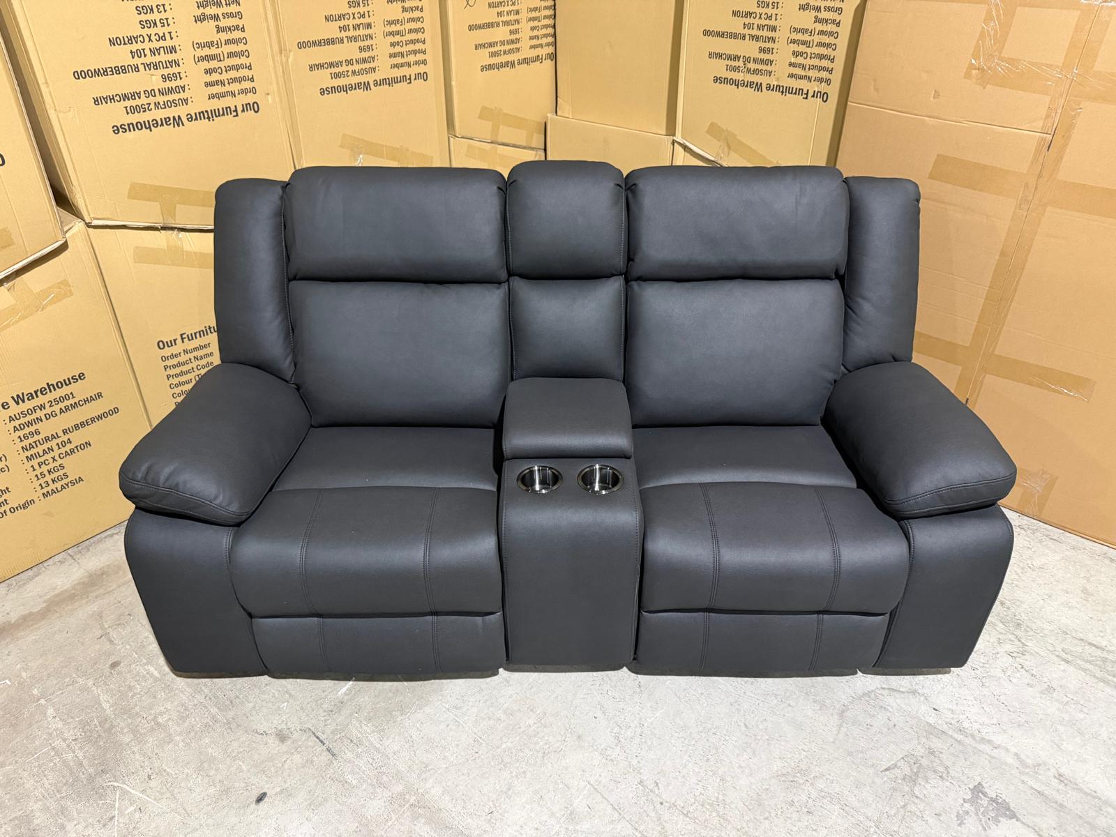 Kenso 3+2 Dual Recliners In Rhino Suede Black