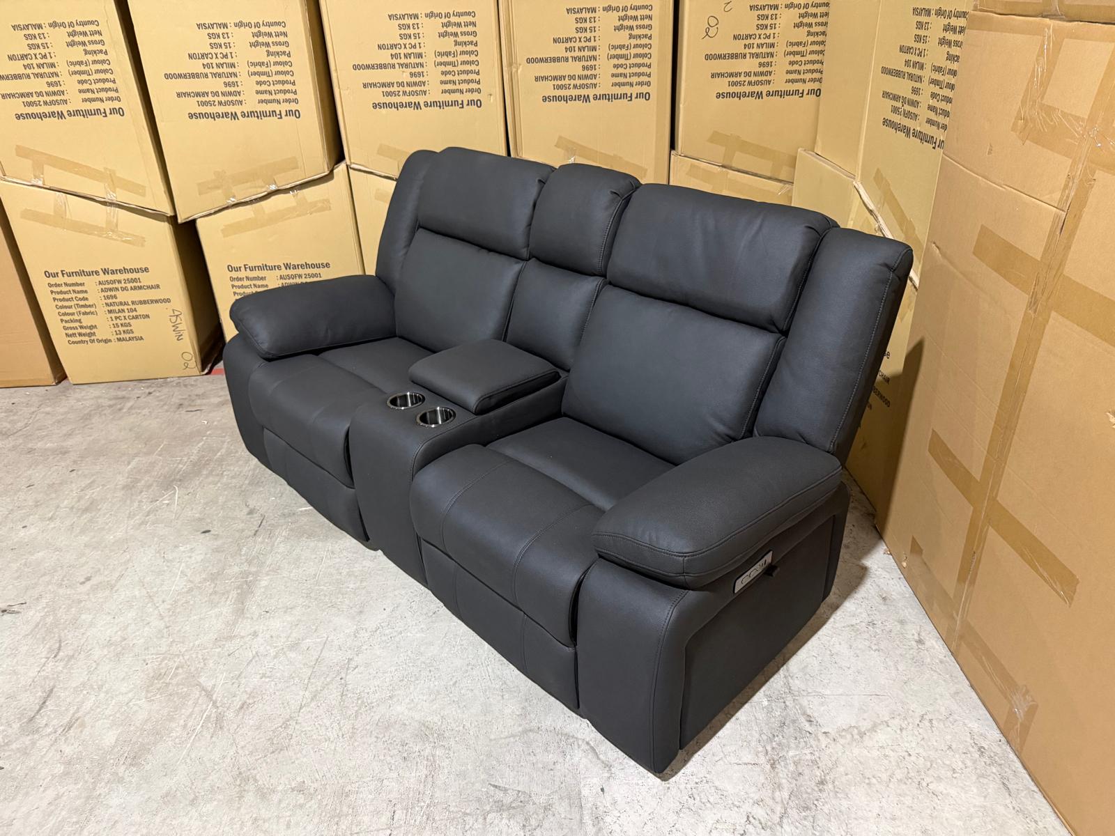 Kenso 2+1+1 Dual Recliners In Rhino Suede Black