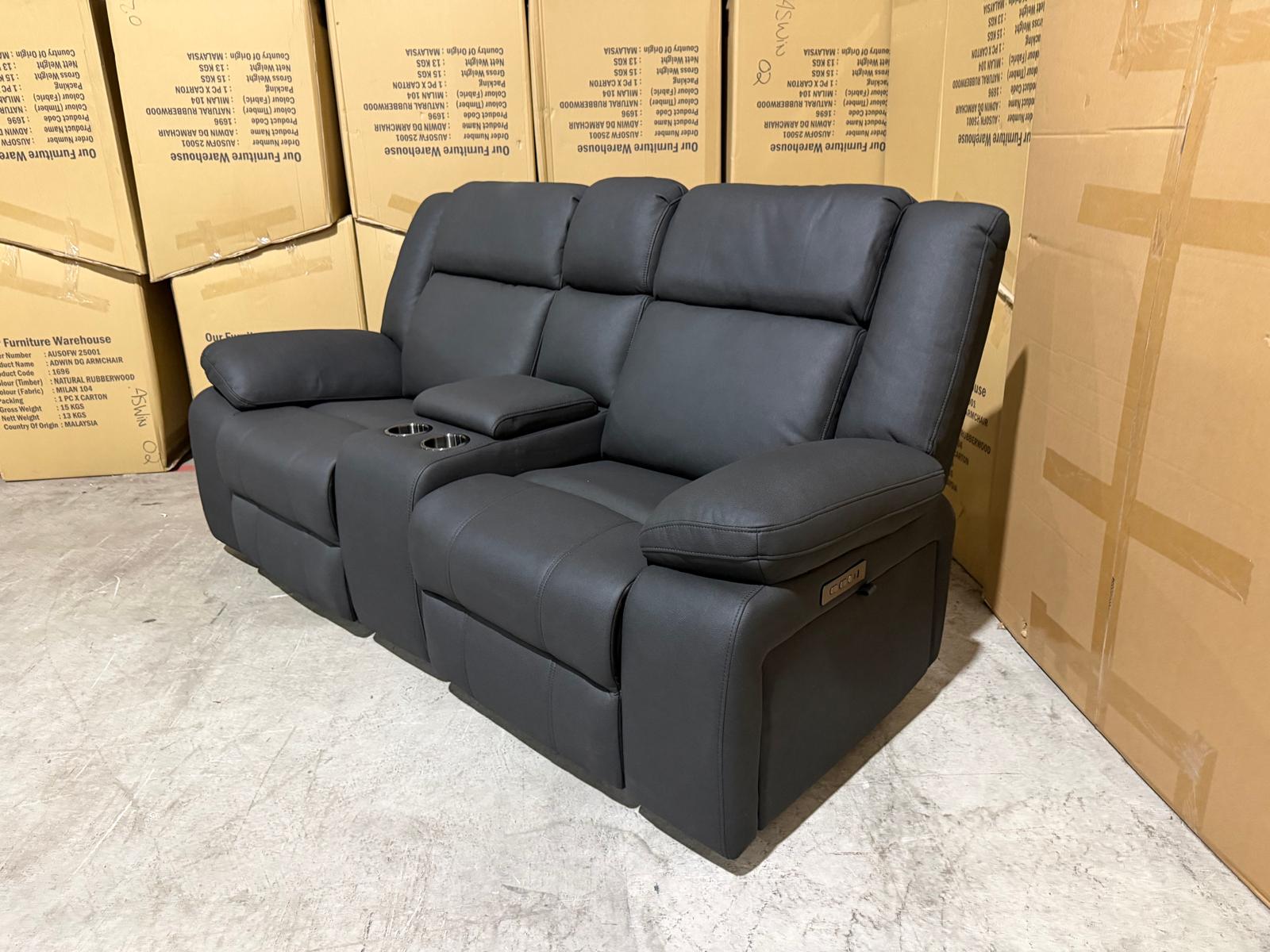 Kenso 3+2 Dual Recliners In Rhino Suede Black