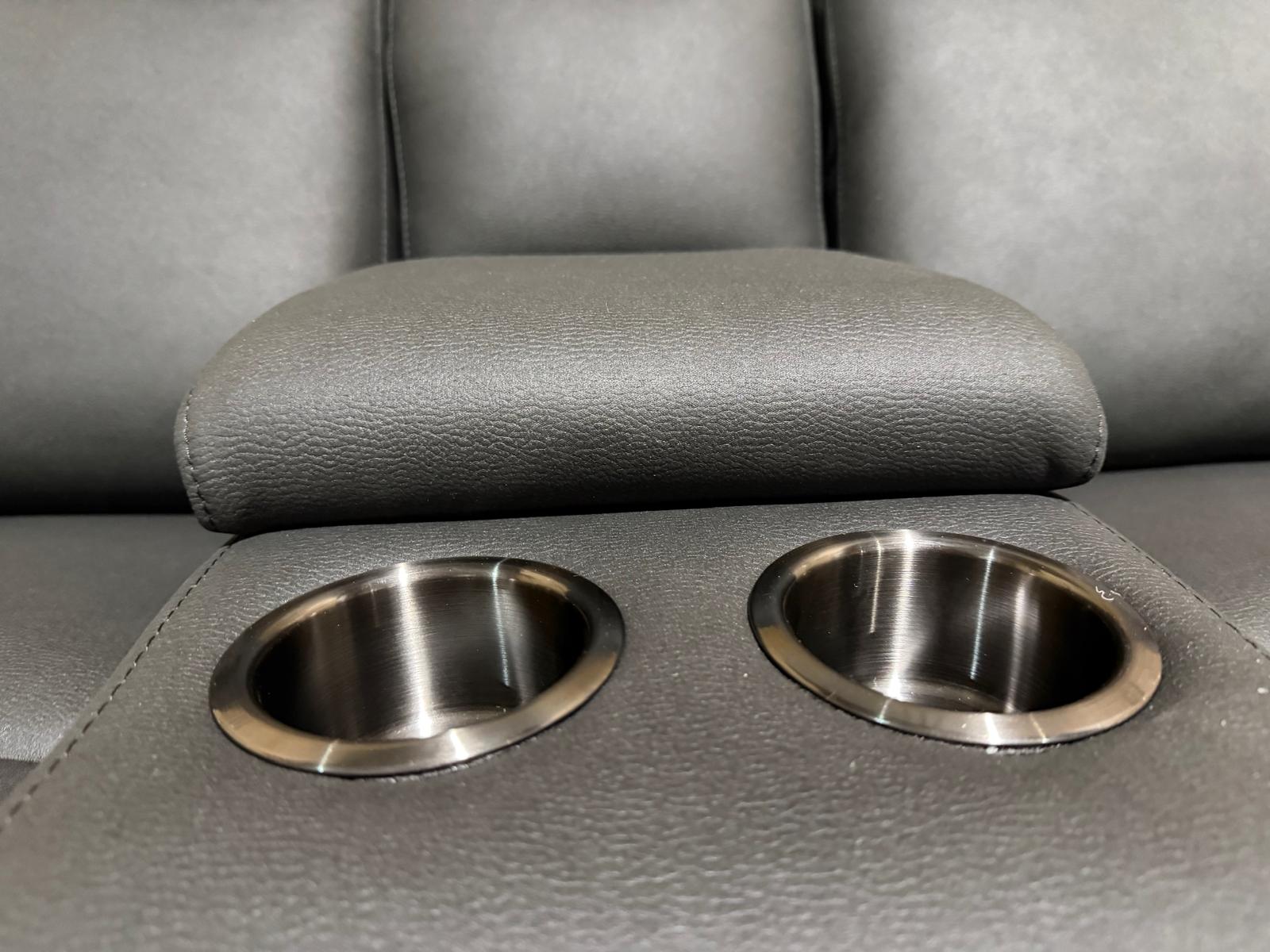 Kenso 2+1+1 Dual Recliners In Rhino Suede Black