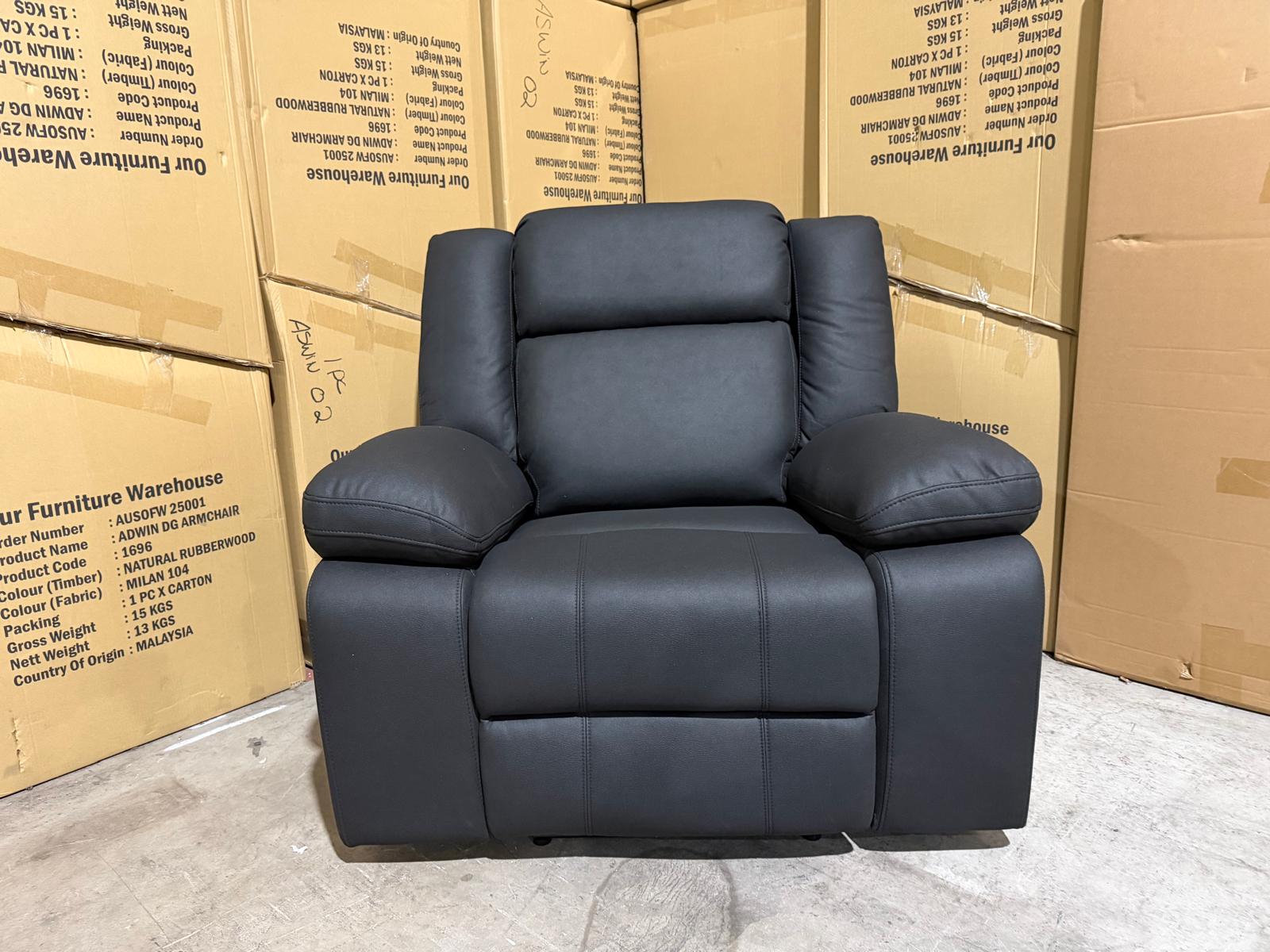 Kenso 2+1+1 Dual Recliners In Rhino Suede Black