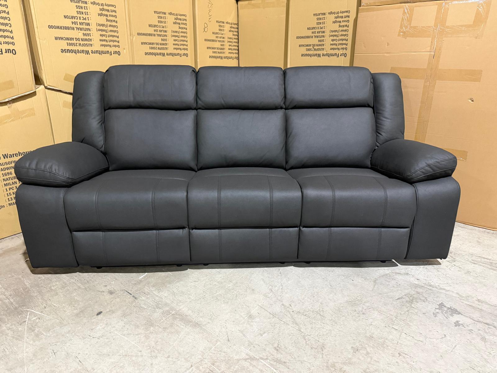 Kenso 3+1+1 Dual Recliners In Rhino Suede Black