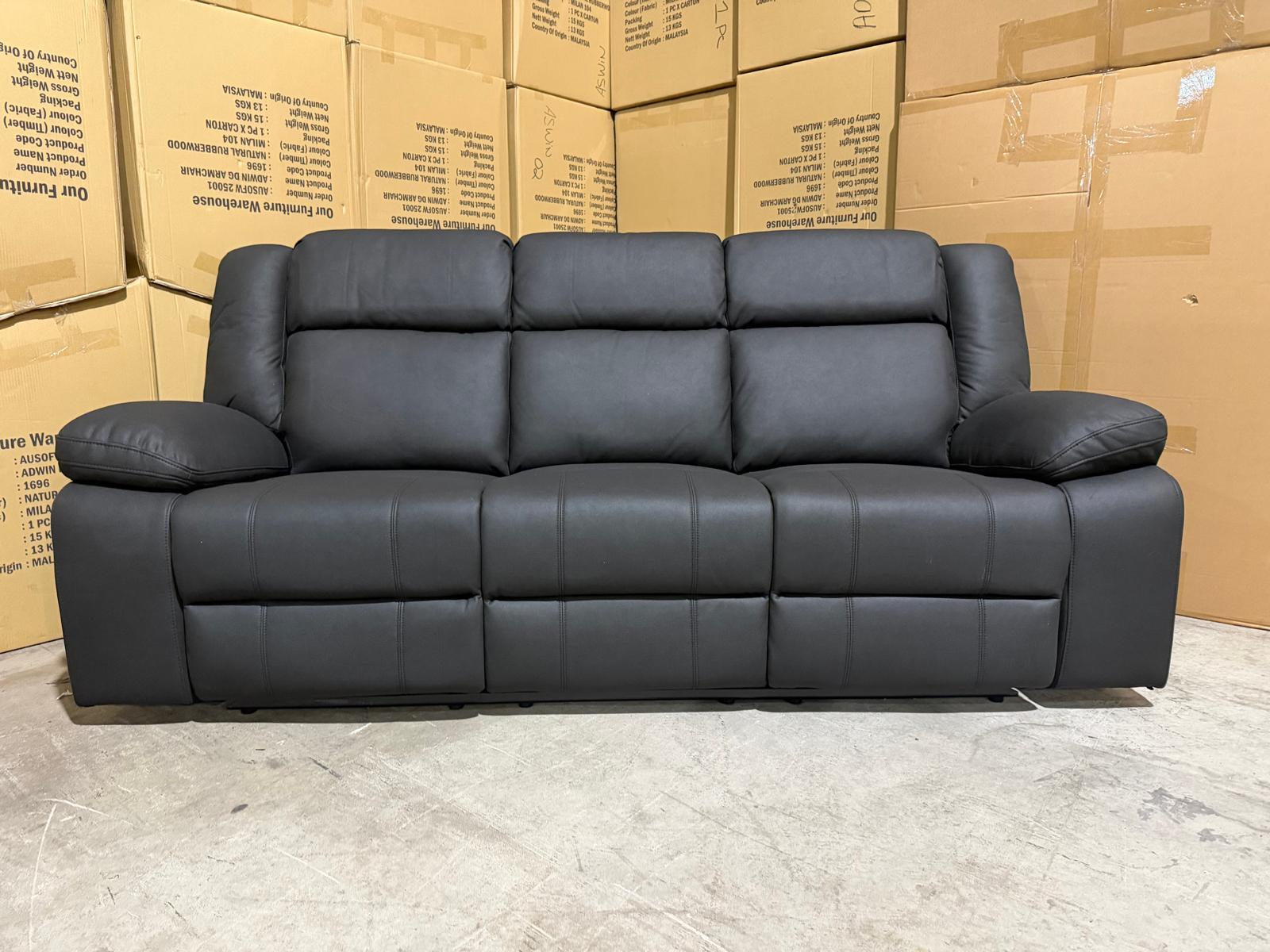 Kenso 3+2+1 Dual Recliners In Rhino Suede Black