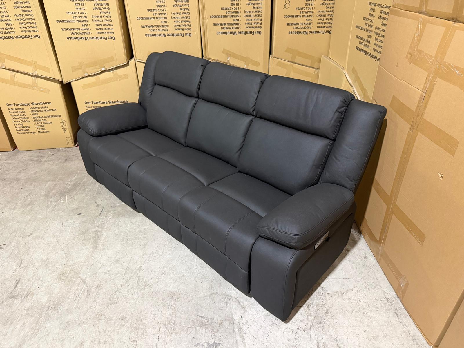 Kenso 3+2+1 Dual Recliners In Rhino Suede Black