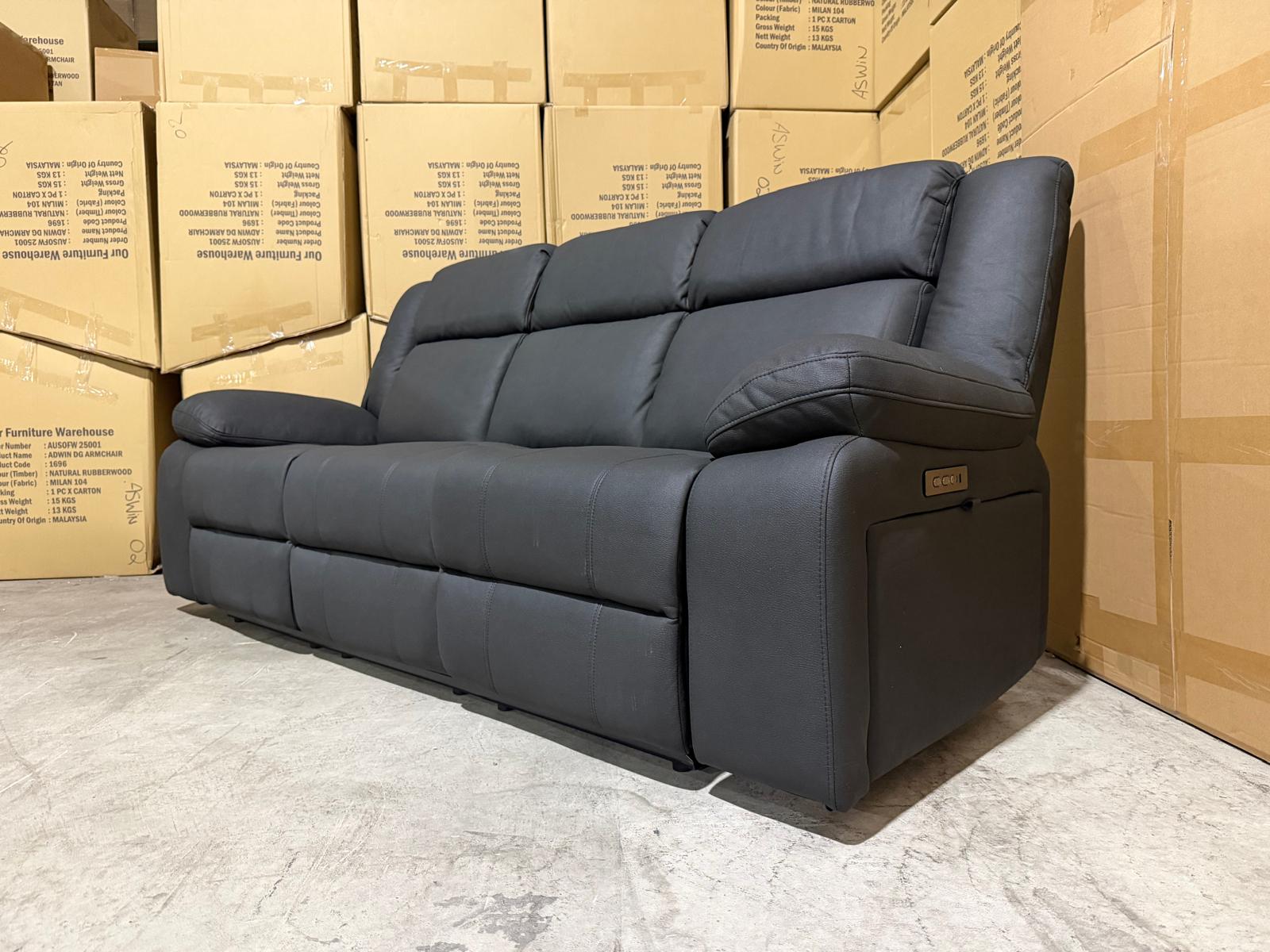 Kenso 3+1+1 Dual Recliners In Rhino Suede Black