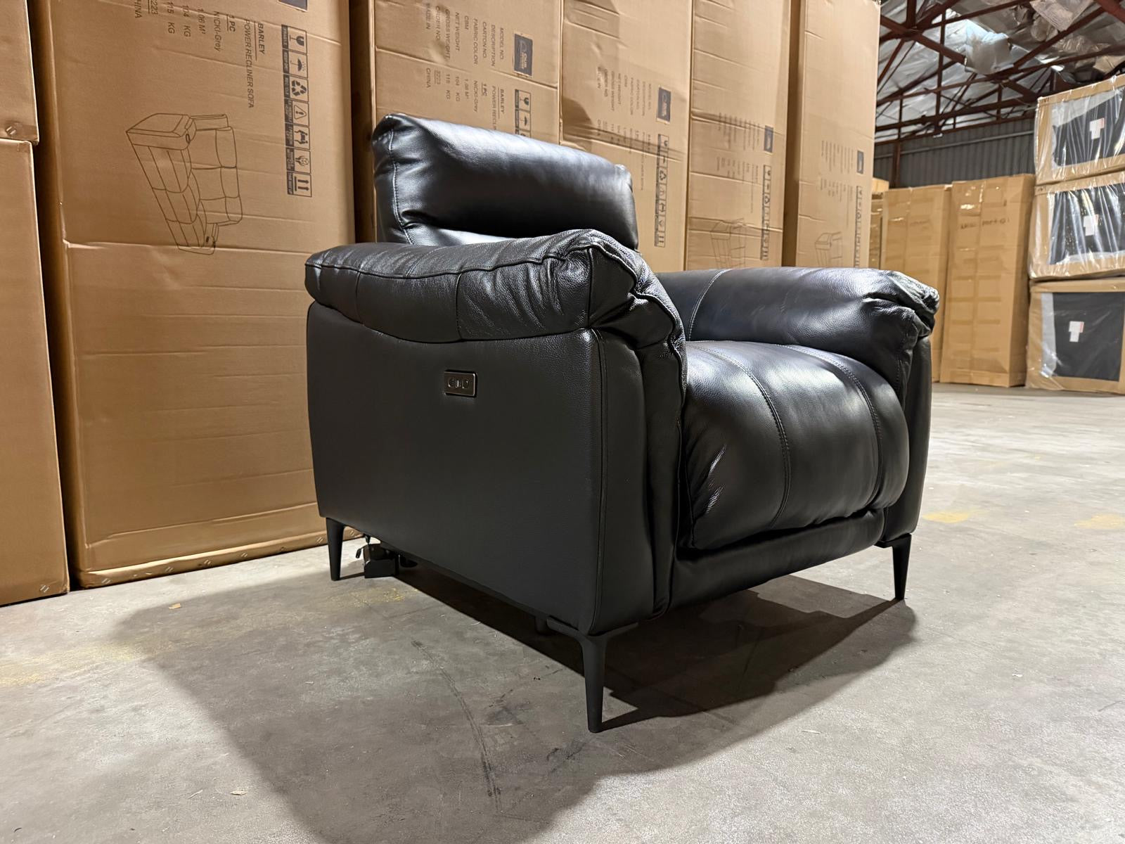 Oasis Single Recliner Leather Match (BLACK)