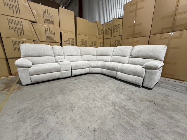 Cuba 6pce modular Lounge with electric Recliners in Paris Grey