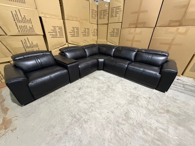 Arlo 6 Piece Modular Lounge dual motor recliners in black