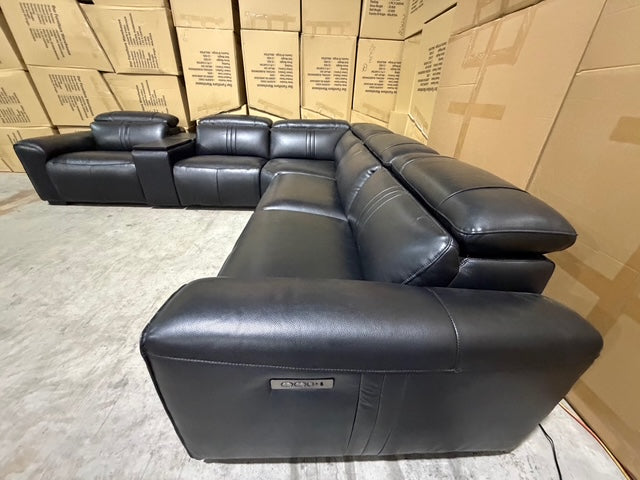 Arlo 6 Piece Modular Lounge dual motor recliners in black