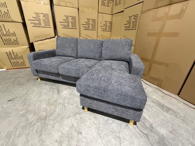Senna 3 seater Lounge with Reversible chaise + Sofa Bed Dark Grey