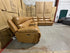 Modena Modular Lounge with 3x Electric recliners Tan leather match