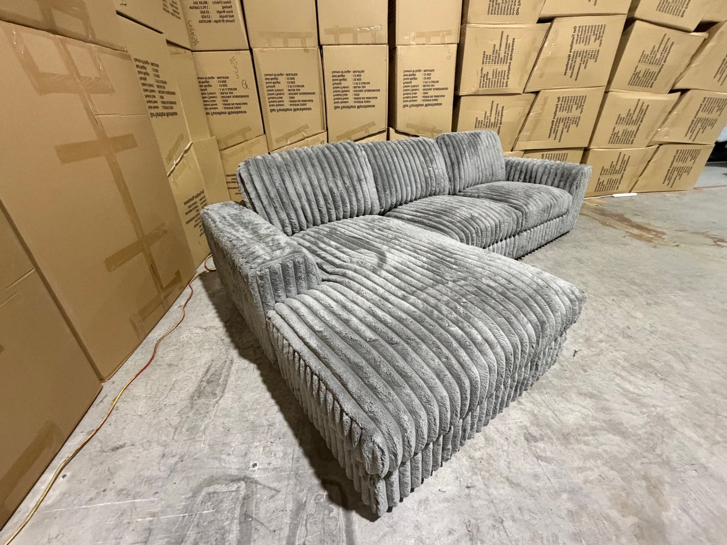 Willow LHF chaise Lounge in grey super cord