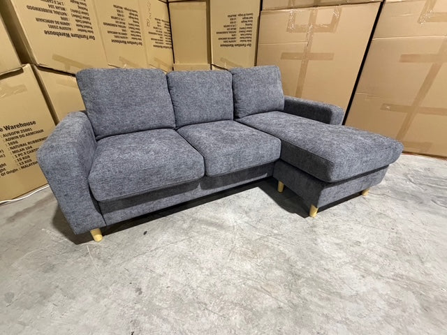Senna 3 seater Lounge with Reversible chaise + Sofa Bed Dark Grey