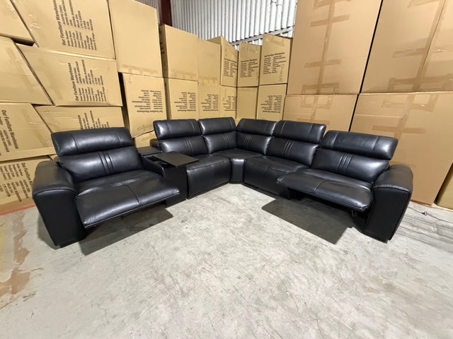 Arlo 6 Piece Modular Lounge dual motor recliners in black