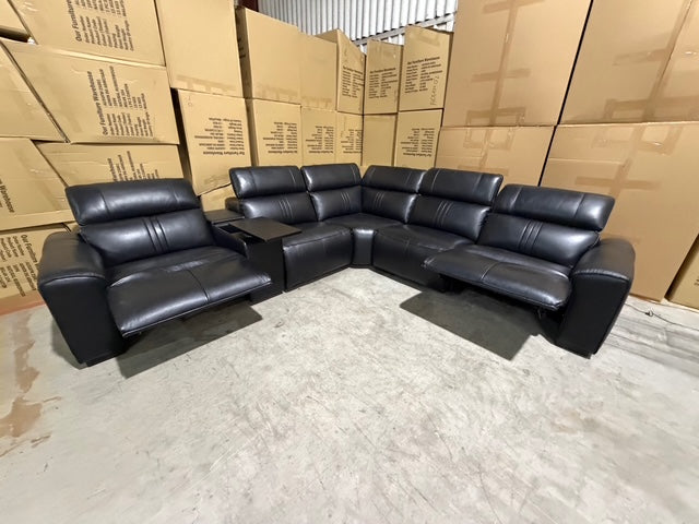 Arlo 6 Piece Modular Lounge dual motor recliners in black