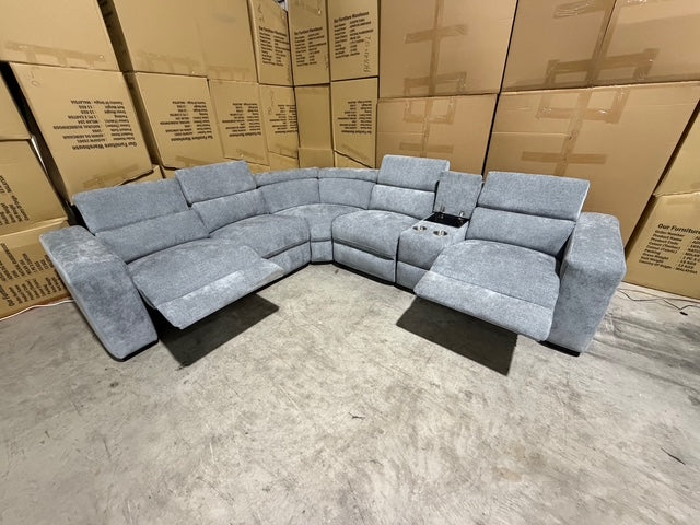 Bendigo 6pce lounge Electric Recliners Mid Grey