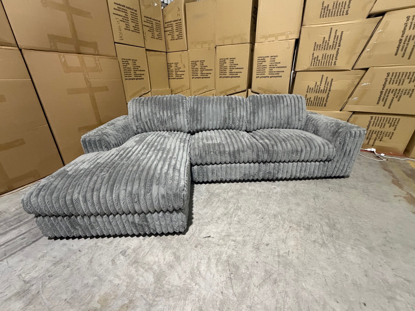 Willow LHF chaise Lounge in grey super cord