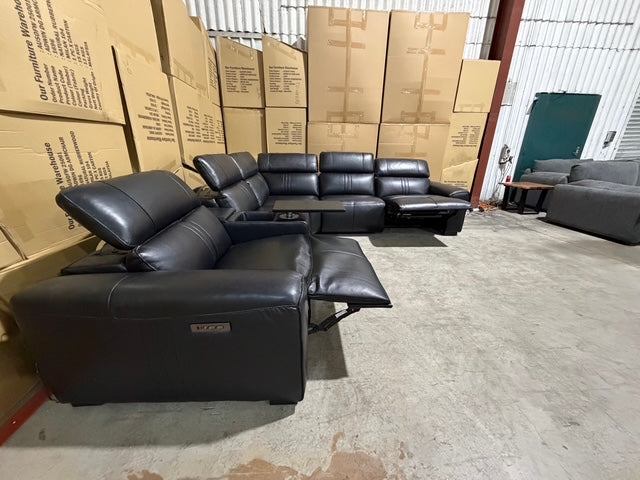 Arlo 6 Piece Modular Lounge dual motor recliners in black