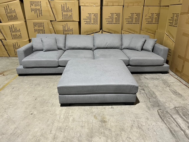 Prince 4 Seater Lounge & Ottoman Fifty Shades Colour
