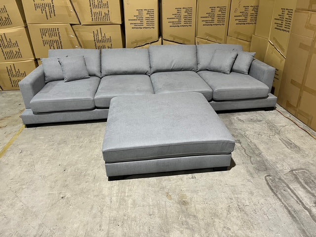 Prince 4 Seater Lounge & Ottoman Fifty Shades Colour