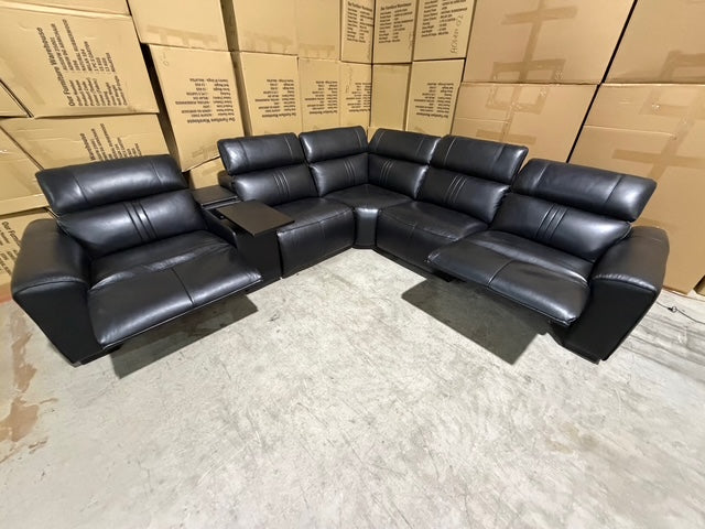 Arlo 6 Piece Modular Lounge dual motor recliners in black