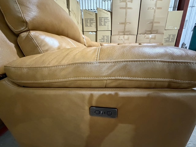 Modena Modular Lounge with 3x Electric recliners Tan leather match