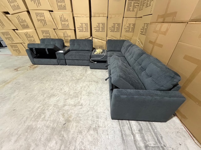 Woofer 6pce Modular lounge with dog/cat seat in Grey