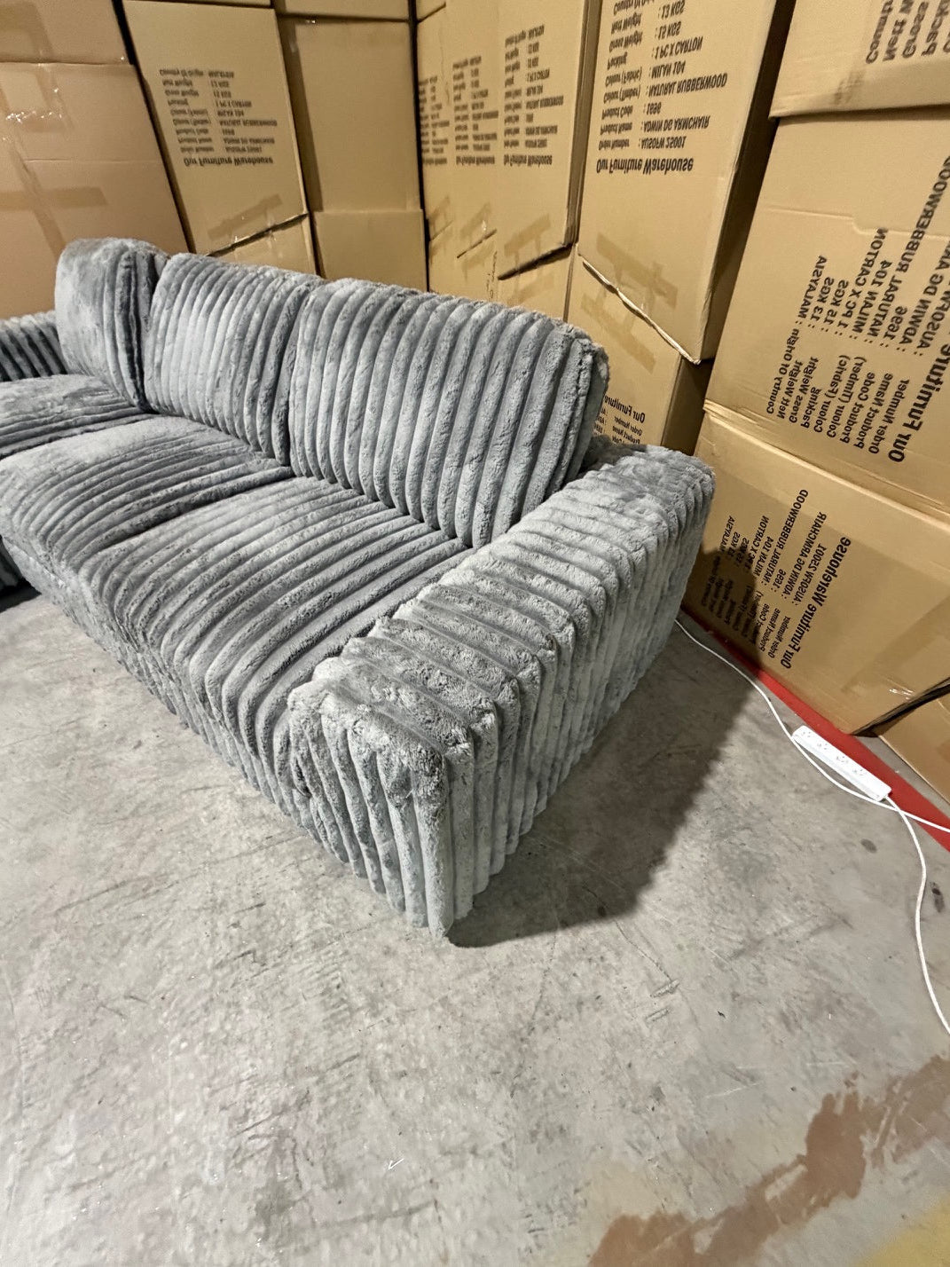 Willow LHF chaise Lounge in grey super cord
