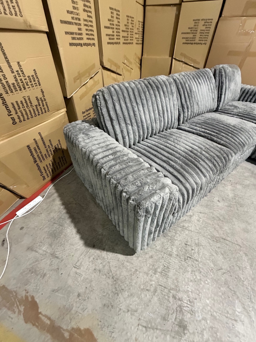 Willow RHF chaise lounge in grey Super Cord