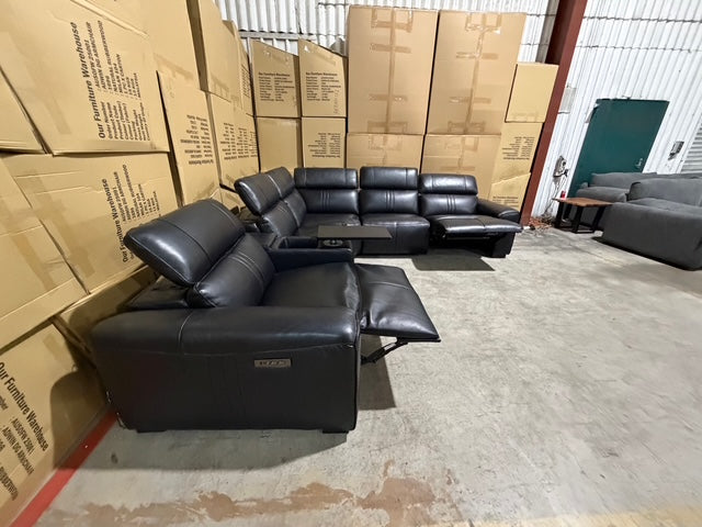 Arlo 6 Piece Modular Lounge dual motor recliners in black