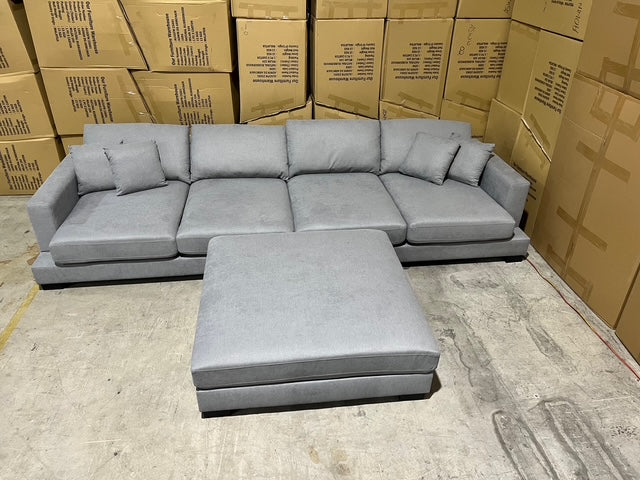 Prince 4 Seater Lounge & Ottoman Fifty Shades Colour
