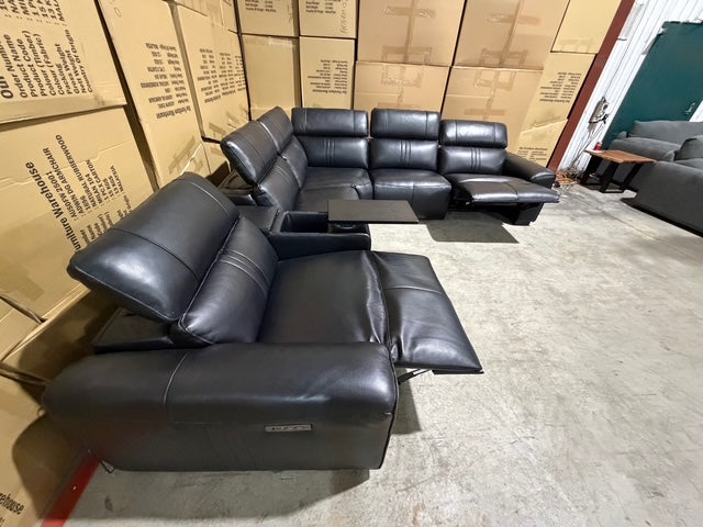Arlo 6 Piece Modular Lounge dual motor recliners in black