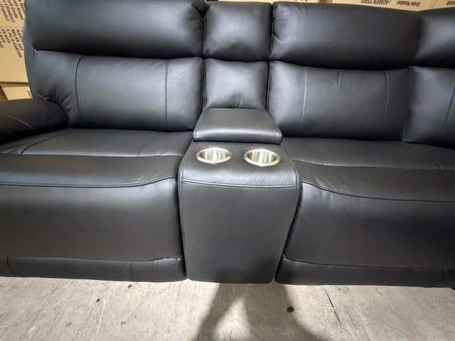 Nikki 6 PCE modular lounge with 2x inbuilt electric recliners in Black