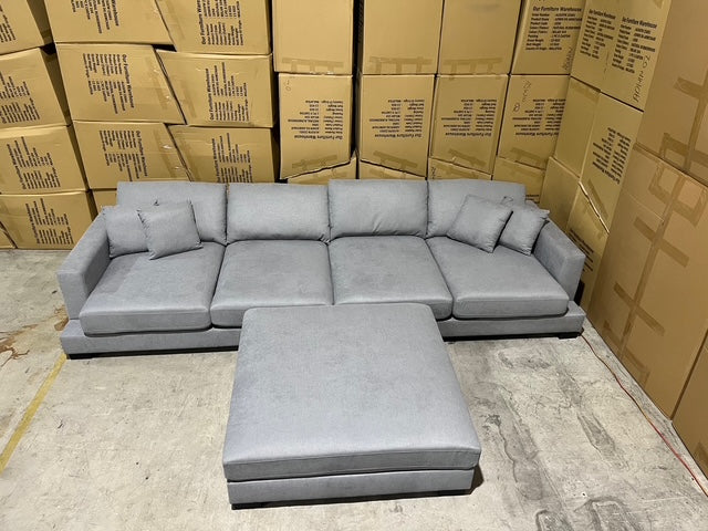 Prince 4 Seater Lounge & Ottoman Fifty Shades Colour