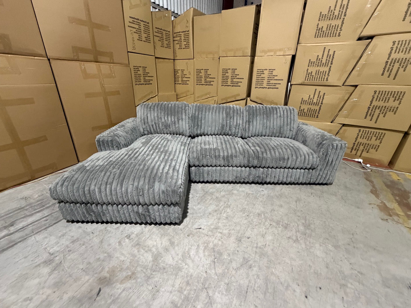 Willow LHF chaise Lounge in grey super cord