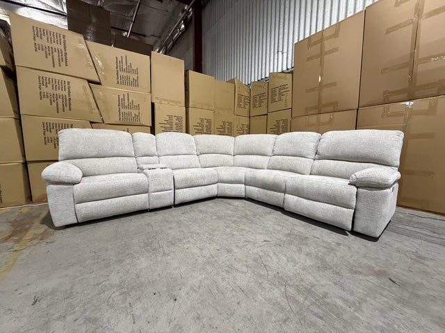 Cuba 6pce modular Lounge with electric Recliners in Paris Grey