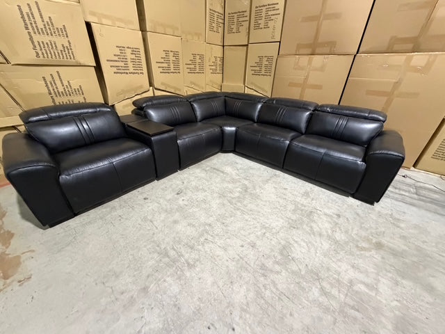 Arlo 6 Piece Modular Lounge dual motor recliners in black