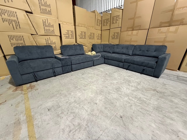 Woofer 6pce Modular lounge with dog/cat seat in Grey