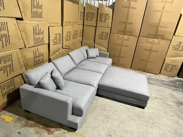 Prince 4 Seater Lounge & Ottoman Fifty Shades Colour